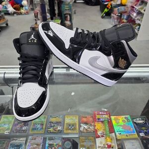 Nike Air Jordan 1 SE Mid Black White Metallic Silver HV0789-010 Size 13